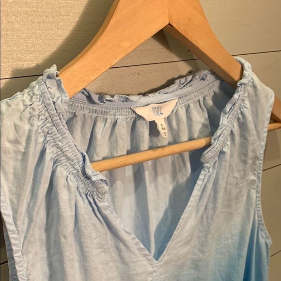 Time and Tru Blue Ombre Sleeveless Top linen blend size small summer - Picture 5 of 7